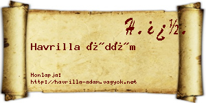 Havrilla Ádám névjegykártya